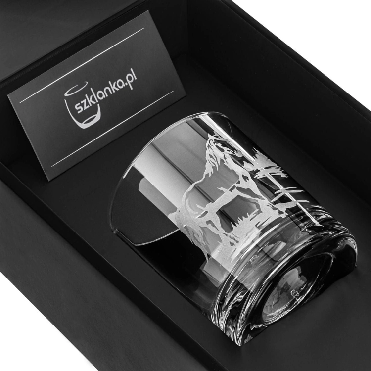 Szklanka do whisky "KONIE" 300 ml | 1 szt. | Horse glass w pudełku Szklanka.pl