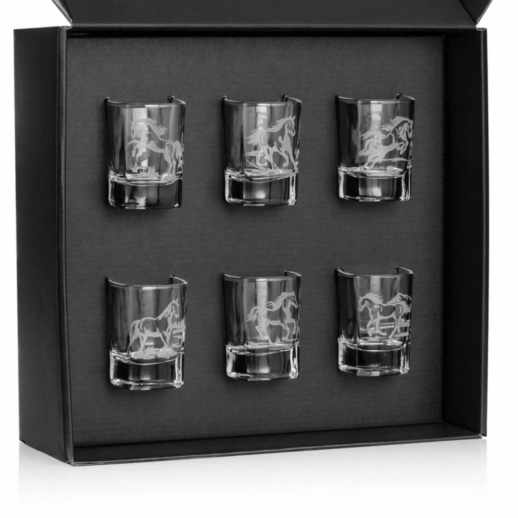 Kieliszki do wódki KONIE (kwadratowe) 55 ml 6 szt. w pudełku szklanka.pl