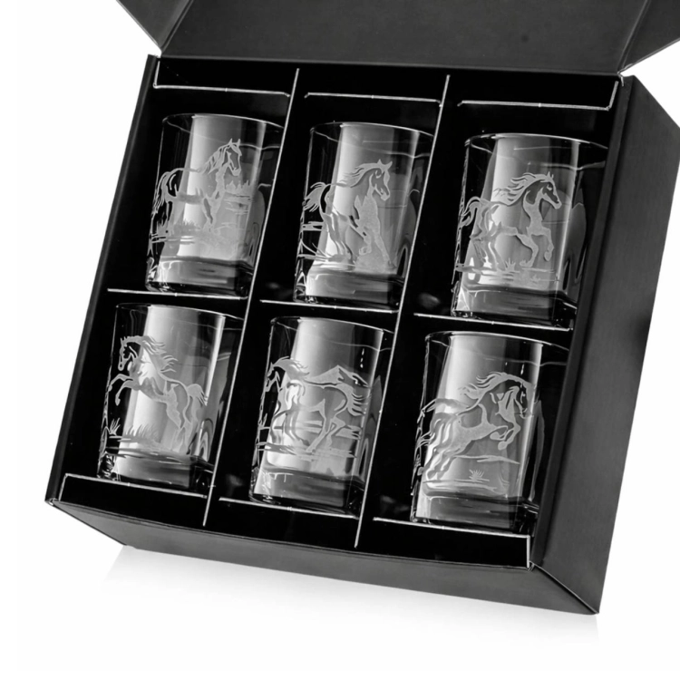 Szklanki do whisky KONIE kwadratowe 300 ml 6 szt. w pudełku szklanka.pl