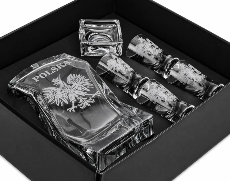Zestaw do wódki 4+1 - ORZEŁ - Godło Polska (Łamana + 4x 25ml)