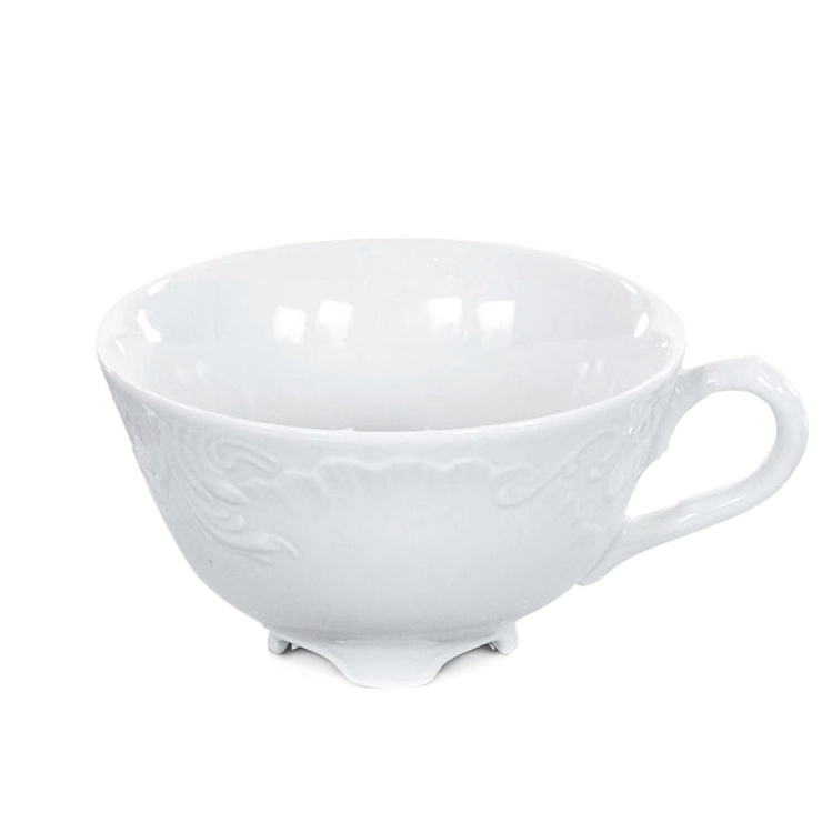Filiżanka ĆMIELÓW Rococo 220ml Maria + spodek Biała Porcelana