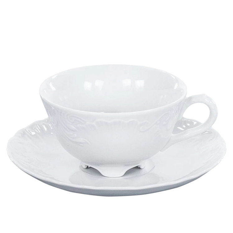 Filiżanka ĆMIELÓW Rococo 220ml Maria + spodek Biała Porcelana