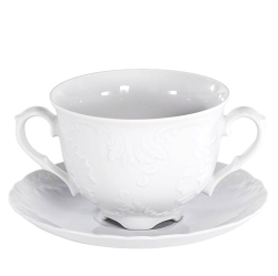 Bulionówka + spodek ĆMIELÓW Rococo 330ml Maria Biała Porcelana