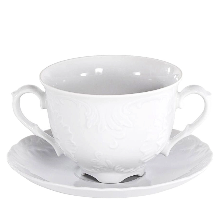 Bulionówka + spodek ĆMIELÓW Rococo 330ml Maria Biała Porcelana