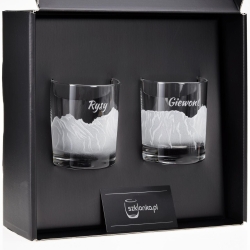 Szklanki do whisky "POLSKIE GÓRY" 300 ml | 2 szt. | Glasses of mountains w pudełku Szklanka.pl