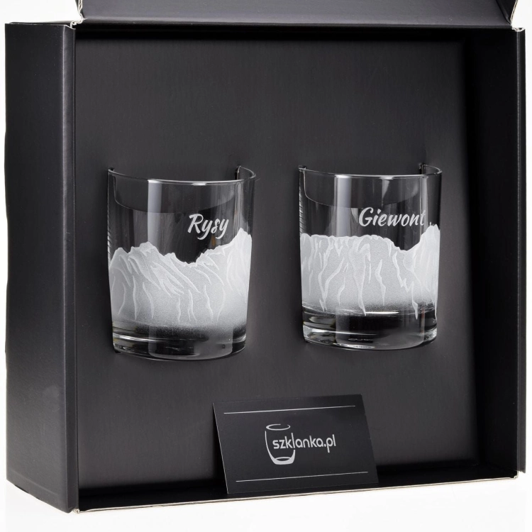 Szklanki do whisky "POLSKIE GÓRY" 300 ml | 2 szt. | Glasses of mountains w pudełku Szklanka.pl