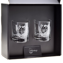 Szklanki do whisky "KONIE - PODKOWA" 300 ml | 2 szt. | Horse glass w pudełku Szklanka.pl