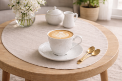 Filiżanki ze spodkami serwis kawowy 6szt ĆMIELÓW Rococo 250ml Maria Biała Porcelana