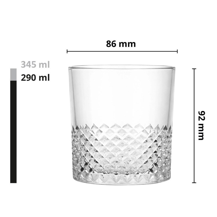 Niskie szklanki do soku wody whisky CRYSTAL 345ml | 6 szt.