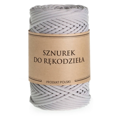 Przejdź do produktu Sznurek POLIESTROWY Płaski do rękodzieła makramy JASNY SZARY 3mm 100m