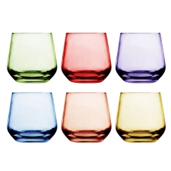 Kolorowe niskie szklanki do soku wody whisky GLASMARK Joyful 310ml | MIX | 6 szt.