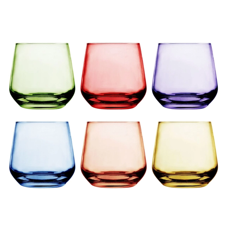 Kolorowe niskie szklanki do soku wody whisky GLASMARK Joyful 310ml | MIX | 6 szt.