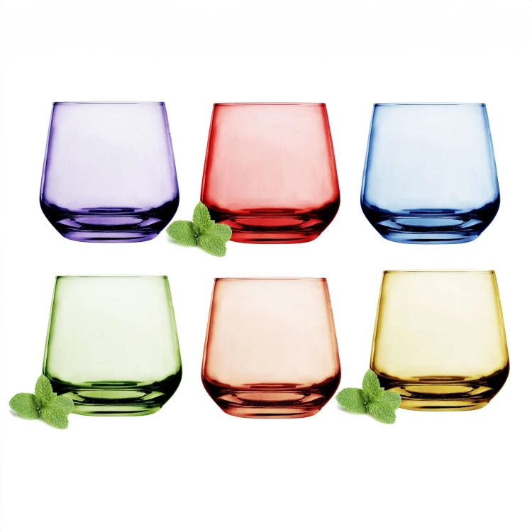 Kolorowe niskie szklanki do soku wody whisky GLASMARK Joyful 310ml | MIX | 6 szt.