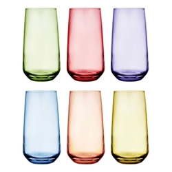 Kolorowe szklanki wysokie do napojów long drink GLASMARK Joyful 430ml | MIX | 6 szt.