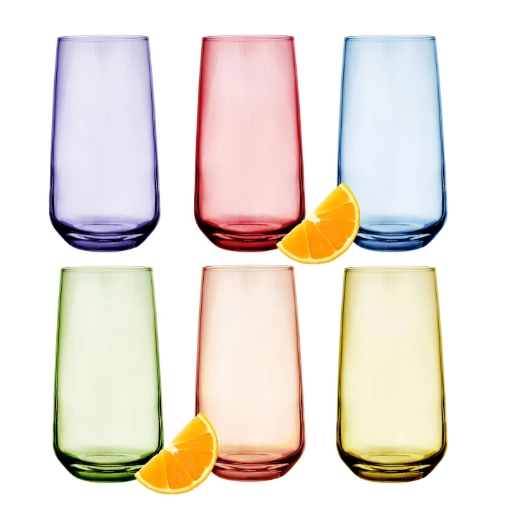 Kolorowe szklanki wysokie do napojów long drink GLASMARK Joyful 430ml | MIX | 6 szt.