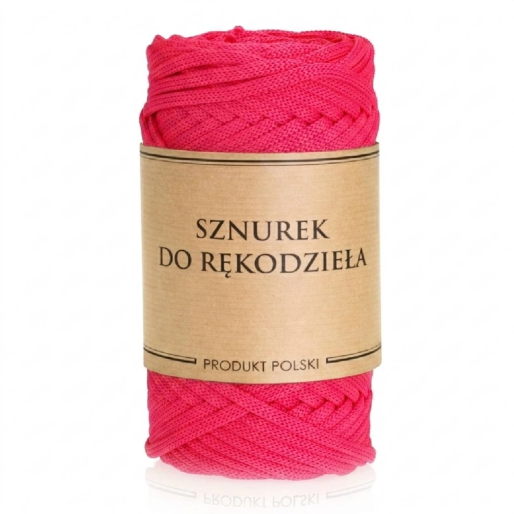Sznurek POLIESTROWY Płaski do rękodzieła makramy RÓŻOWY 5mm 50m