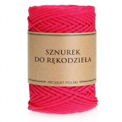 Sznurek POLIESTROWY Płaski do rękodzieła makramy RÓŻOWY 3mm 100m