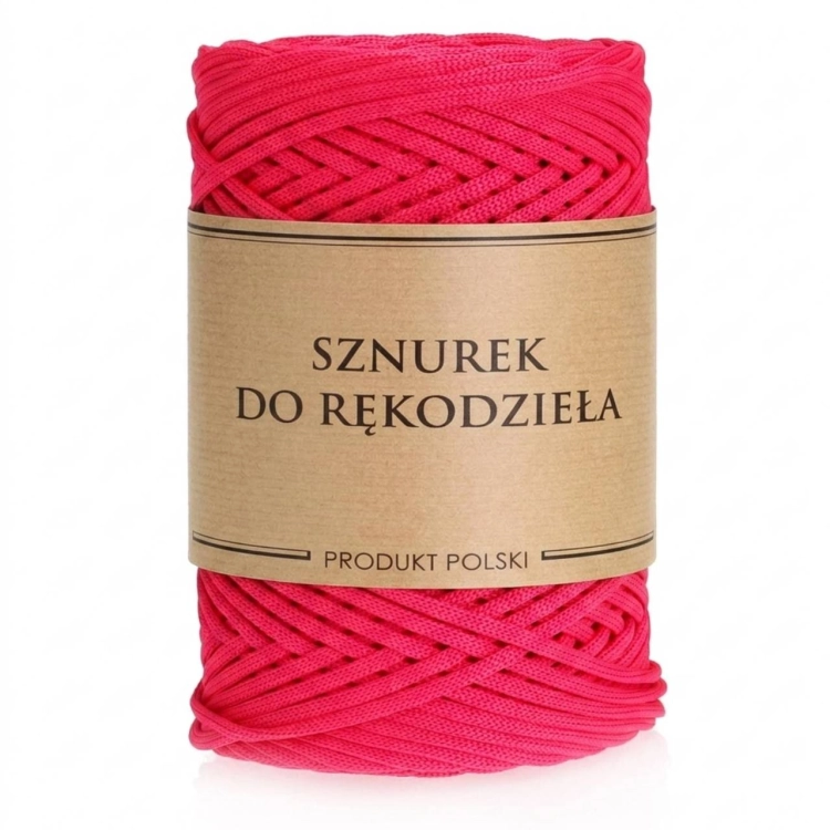 Sznurek POLIESTROWY Płaski do rękodzieła makramy RÓŻOWY 3mm 100m