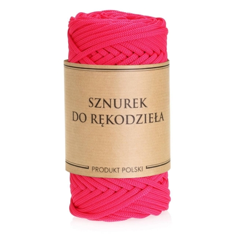 Przejdź do produktu Sznurek POLIESTROWY Płaski do rękodzieła makramy RÓŻOWY 3mm 50m
