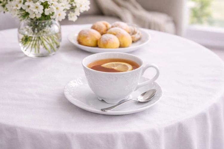 Filiżanka + spodek ĆMIELÓW Rococo 220ml Maria Biała Porcelana