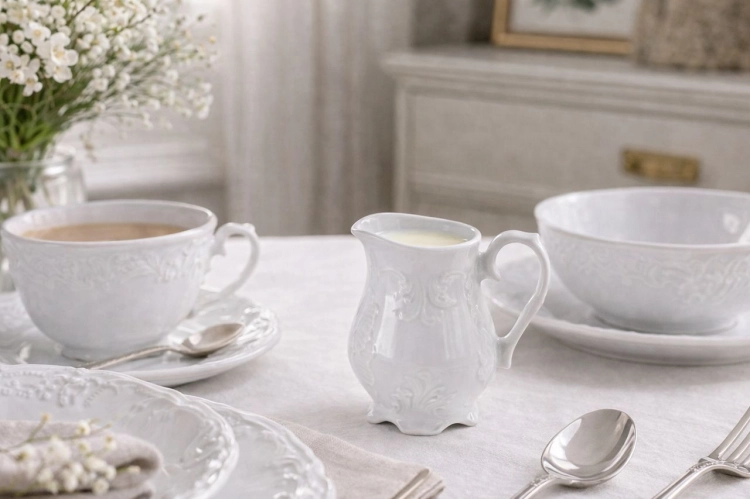 Dzbanek na mleko ĆMIELÓW Rococo 300ml Maria Biała Porcelana