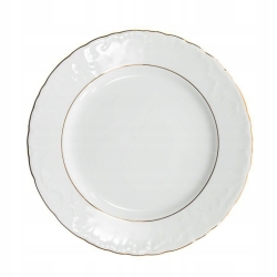 Talerz płytki ĆMIELÓW Rococo 25cm Złota linia Biała Porcelana