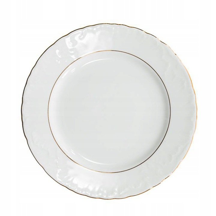 Talerz płytki ĆMIELÓW Rococo 25cm Złota linia Biała Porcelana