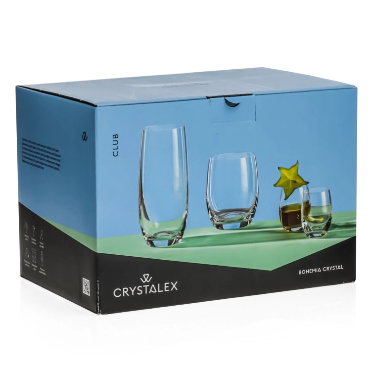 Szklanki wysokie BOHEMIA Club long drink do wody soku napojów 350 ml | 6 szt.