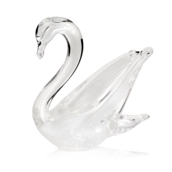Szklana rzeźba Łabędź ~15cm - Kolor Biały | HUTA SABINA