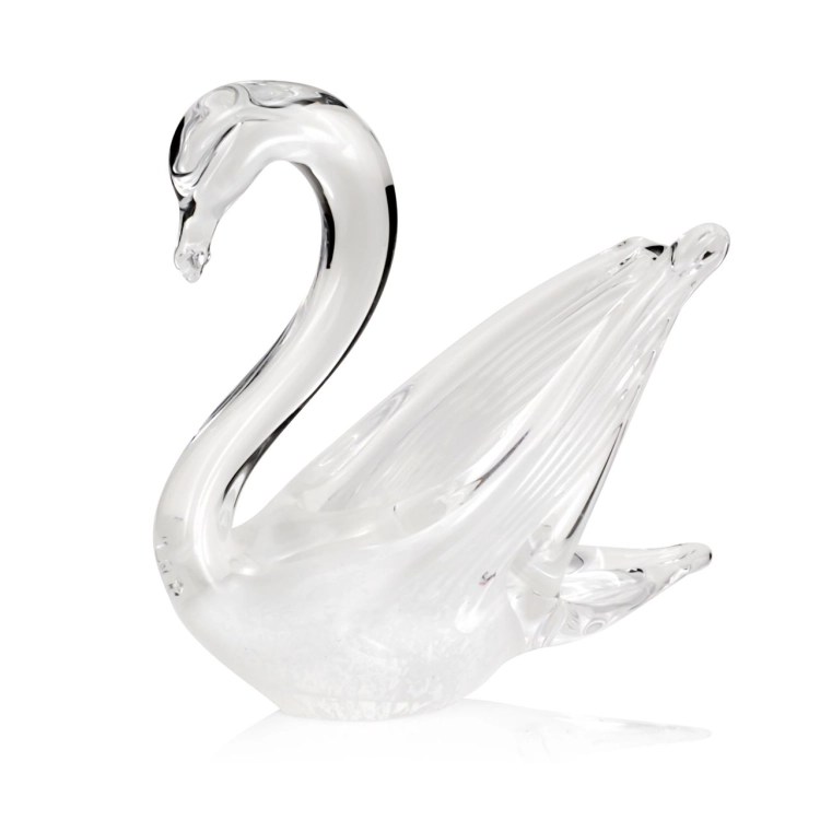 Szklana rzeźba Łabędź ~15cm - Kolor Biały | HUTA SABINA