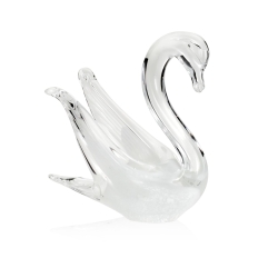 Szklana rzeźba Łabędź ~15cm - Kolor Biały | HUTA SABINA