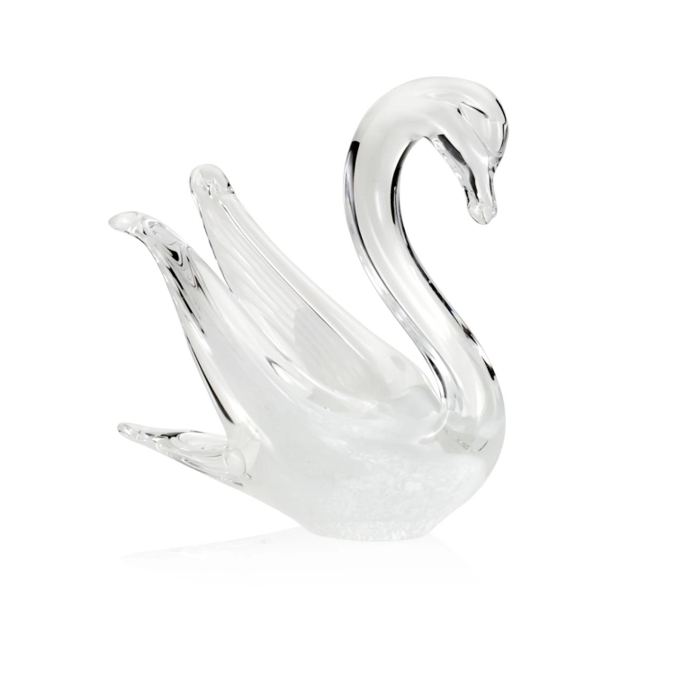 Szklana rzeźba Łabędź ~15cm - Kolor Biały | HUTA SABINA