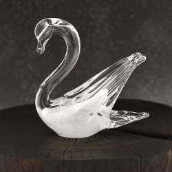 Szklana rzeźba Łabędź ~15cm - Kolor Biały | HUTA SABINA