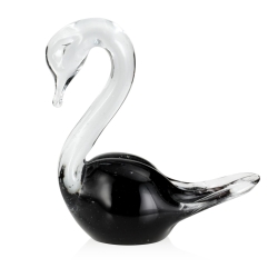 Szklana rzeźba Łabędź ~16cm - Kolor Czarny | HUTA SABINA