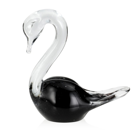 Przejdź do produktu Szklana rzeźba Łabędź ~16cm - Kolor Czarny | HUTA SABINA
