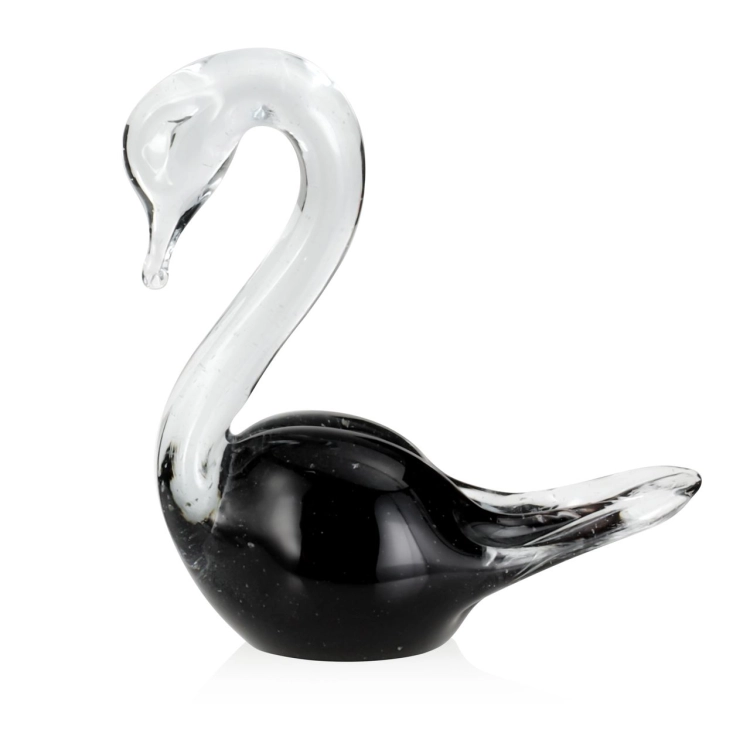 Szklana rzeźba Łabędź ~16cm - Kolor Czarny | HUTA SABINA