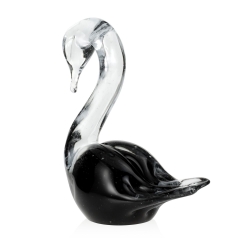 Szklana rzeźba Łabędź ~16cm - Kolor Czarny | HUTA SABINA