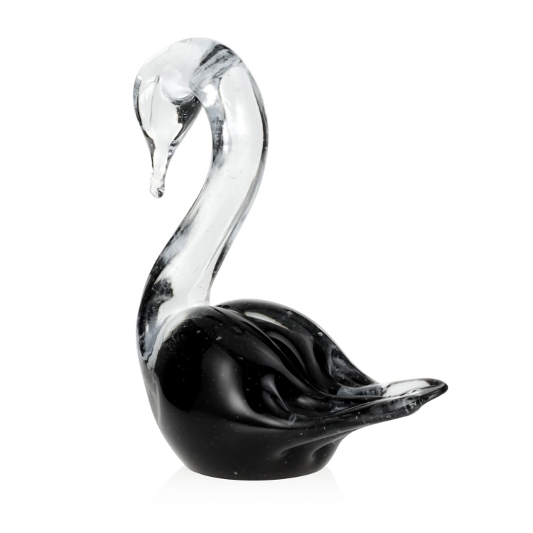 Szklana rzeźba Łabędź ~16cm - Kolor Czarny | HUTA SABINA