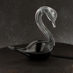 Szklana rzeźba Łabędź ~16cm - Kolor Czarny | HUTA SABINA
