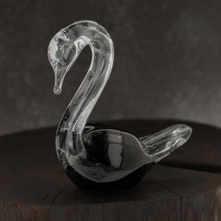Szklana rzeźba Łabędź ~16cm - Kolor Czarny | HUTA SABINA
