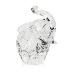 Szklana rzeźba Słoń z uniesioną trąbą ~13cm - Bezbarwny + Pladry | HUTA SABINA