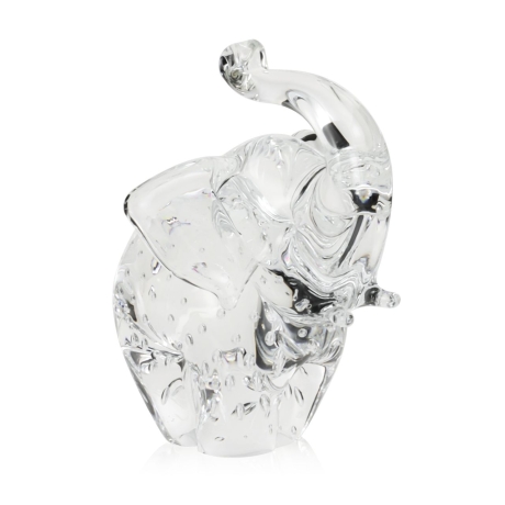 Przejdź do produktu Szklana rzeźba Słoń z uniesioną trąbą ~13cm - Bezbarwny + Pladry | HUTA SABINA