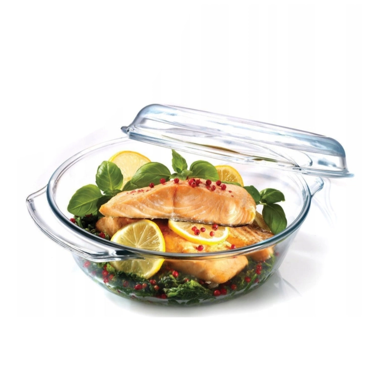 Szklane okrągłe naczynie żaroodporne do zapiekania Termisil 2,4L