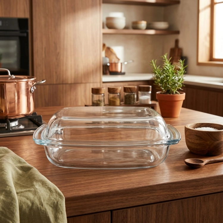 Szklane okrągłe naczynie żaroodporne do zapiekania Termisil 4,1L