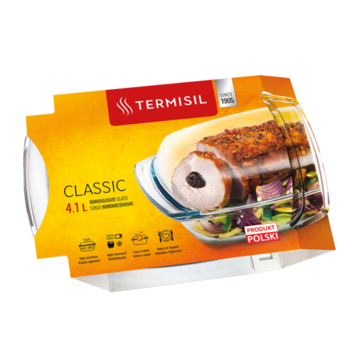 Szklane okrągłe naczynie żaroodporne do zapiekania Termisil 4,1L