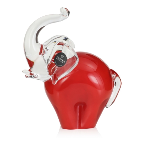 Przejdź do produktu Szklana rzeźba Słoń z uniesioną trąbą ~15cm - Kolor Czerwony | HUTA SABINA