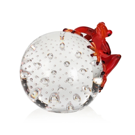 Przejdź do produktu Szklana rzeźba Żaba na kamieniu - Kolor + Pladry | HUTA SABINA