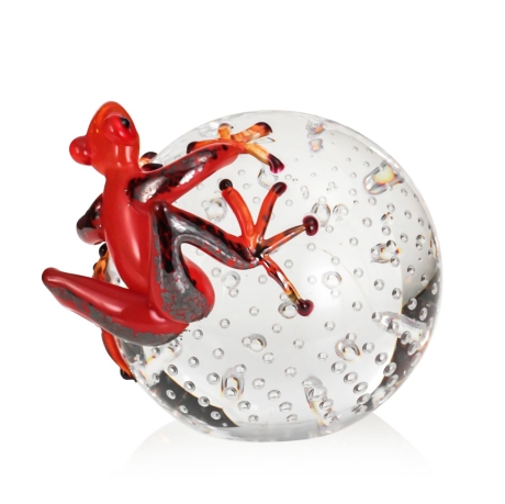 Przejdź do produktu Szklana rzeźba Żaba na kamieniu - Kolor + Pladry | HUTA SABINA