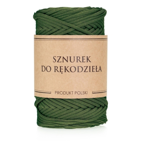 Przejdź do produktu Sznurek POLIESTROWY Płaski do rękodzieła makramy Wojskowy 3mm 100m
