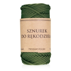 Sznurek POLIESTROWY Płaski do rękodzieła makramy Wojskowy 3mm 50m